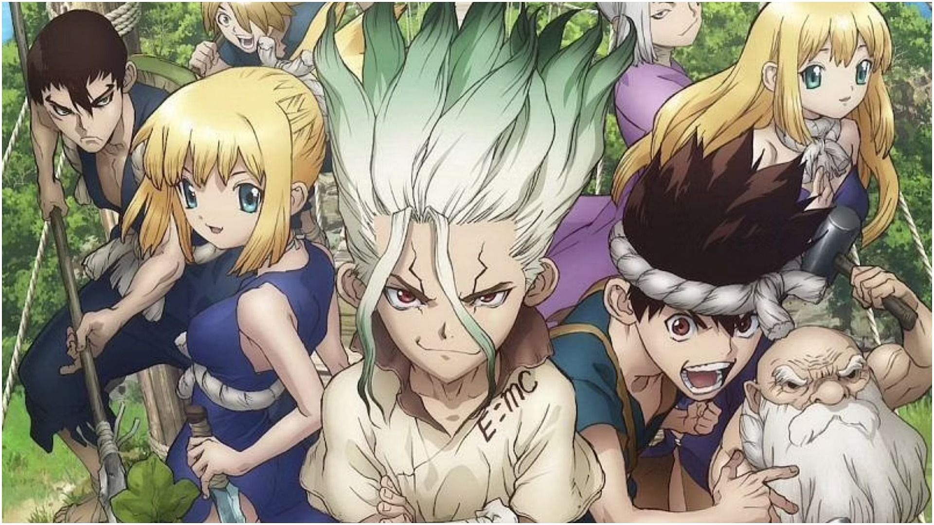 All characters of Dr. Stone as seen in the anime (Image via TMS Entertainment)