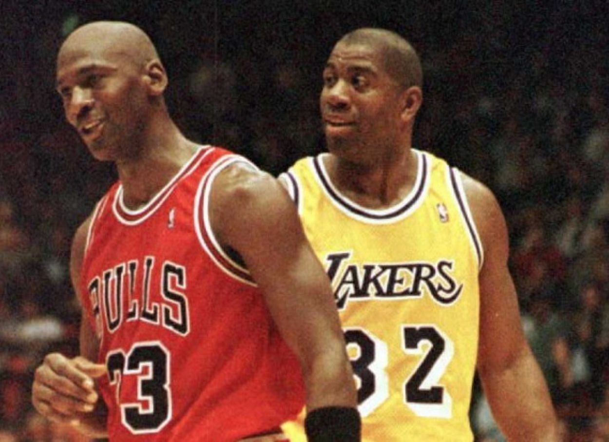 Johnson&#039;s Lakers had no chance against Jordan&#039;s Bulls on February 2, 1996. [ Photo: Lakers Daily]