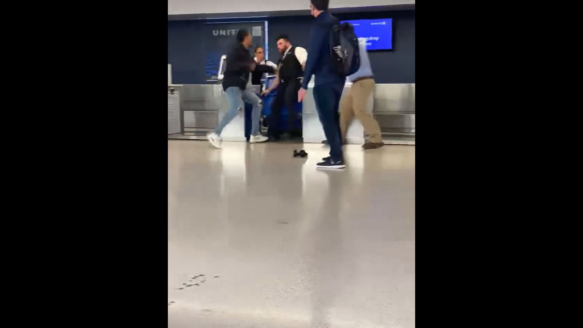 Brendan Langley was seen hitting an airport employee