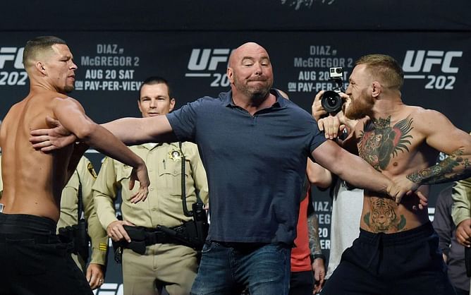 Photo: When a wall of security separated Conor McGregor and Nate Diaz ahead of their heated clash at UFC 202