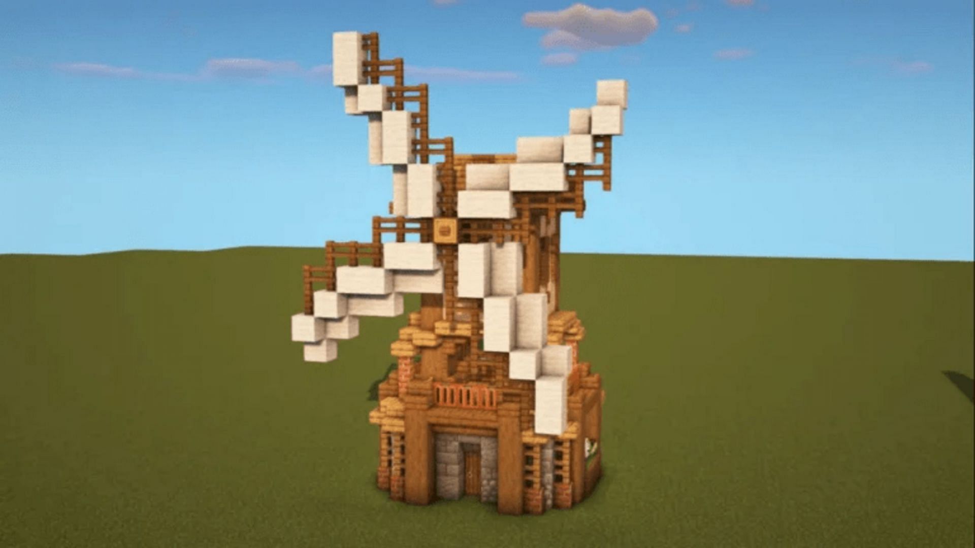 A windmill can take a while to build but looks delightful (Image via ItsMarloe/YouTube)