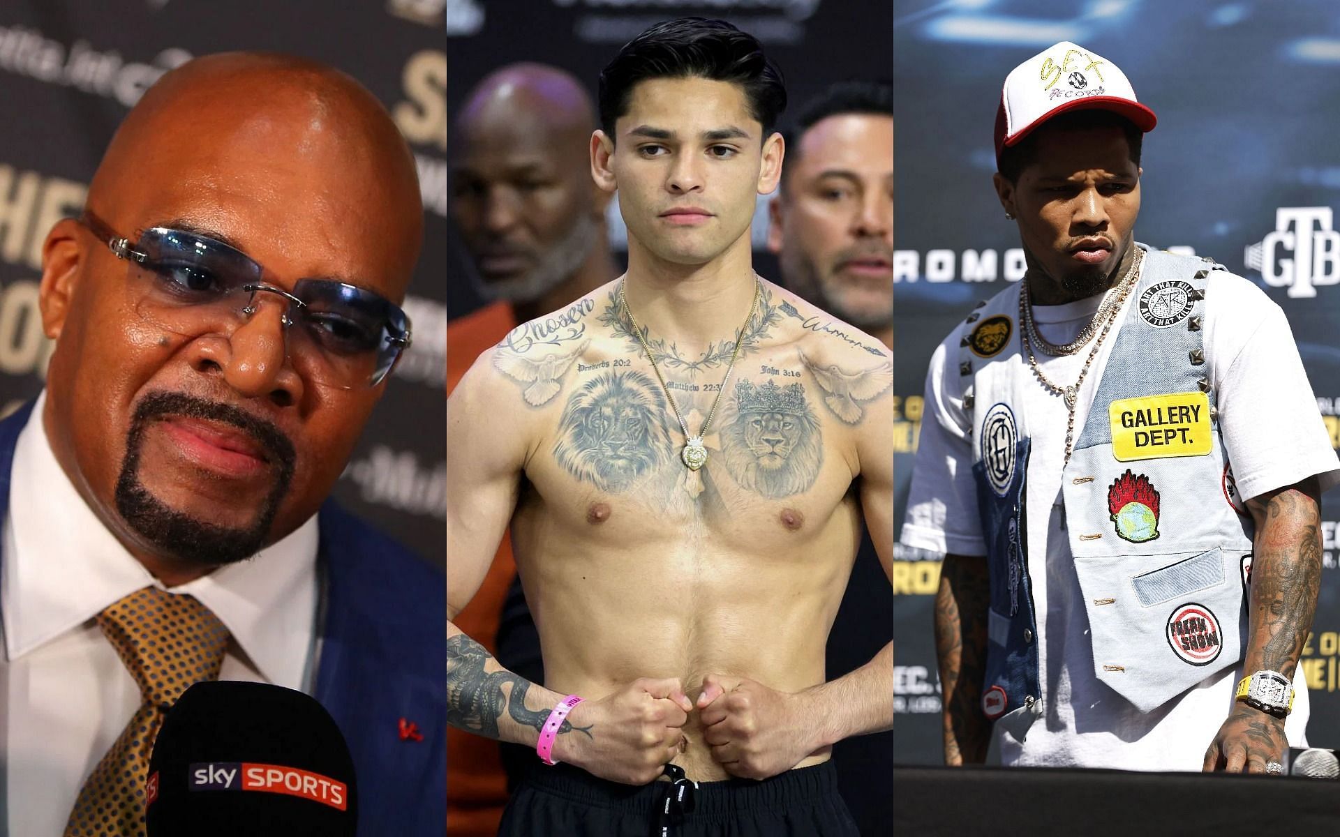 Leonard Ellerbe (L) has slammed Ryan Garcia (M) and Gervonta Davis (R)