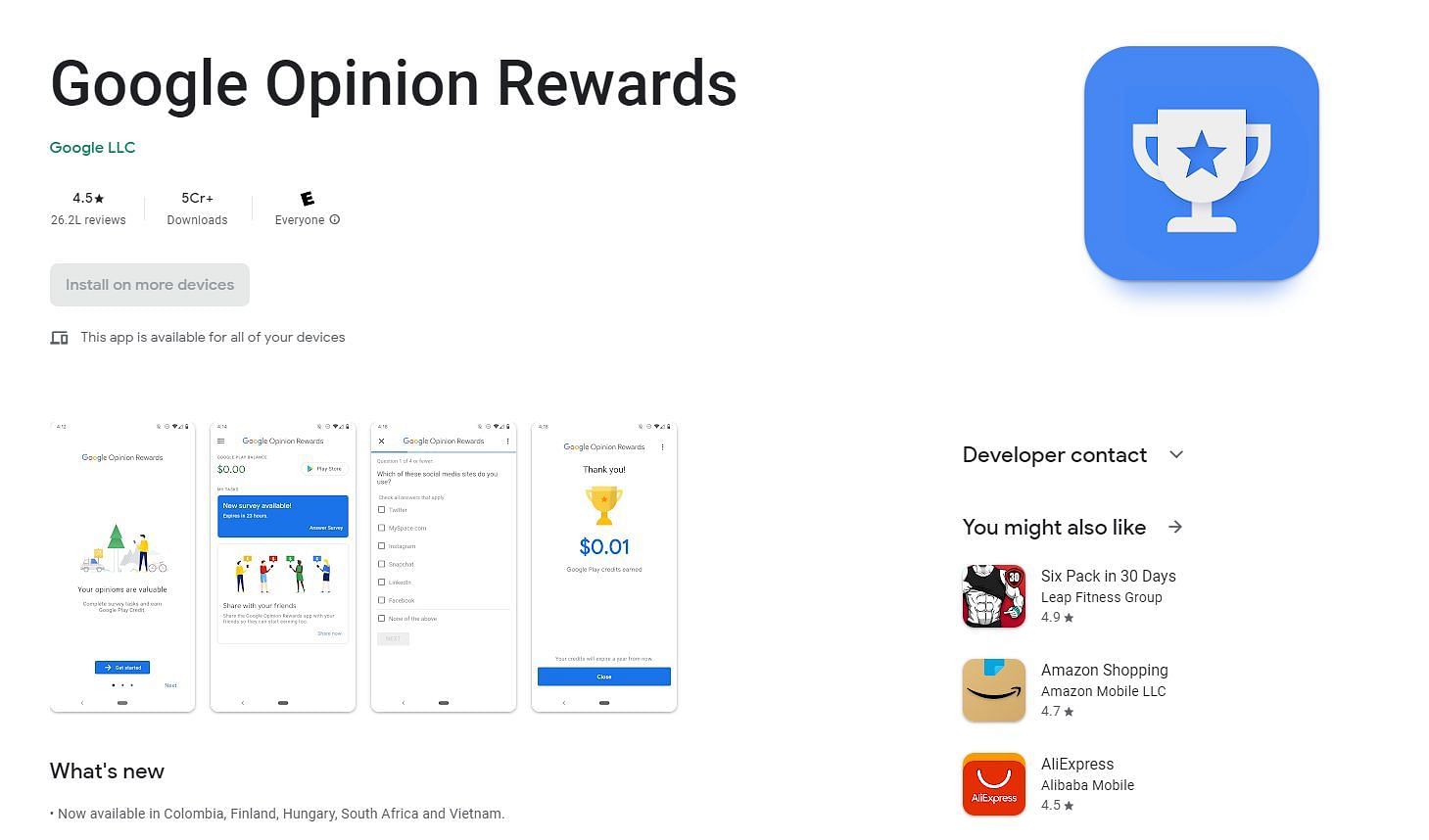 Google Opinion Rewards هو أفضل اختيار يمكن للاعبين القيام به (الصورة عبر متجر Google Play)