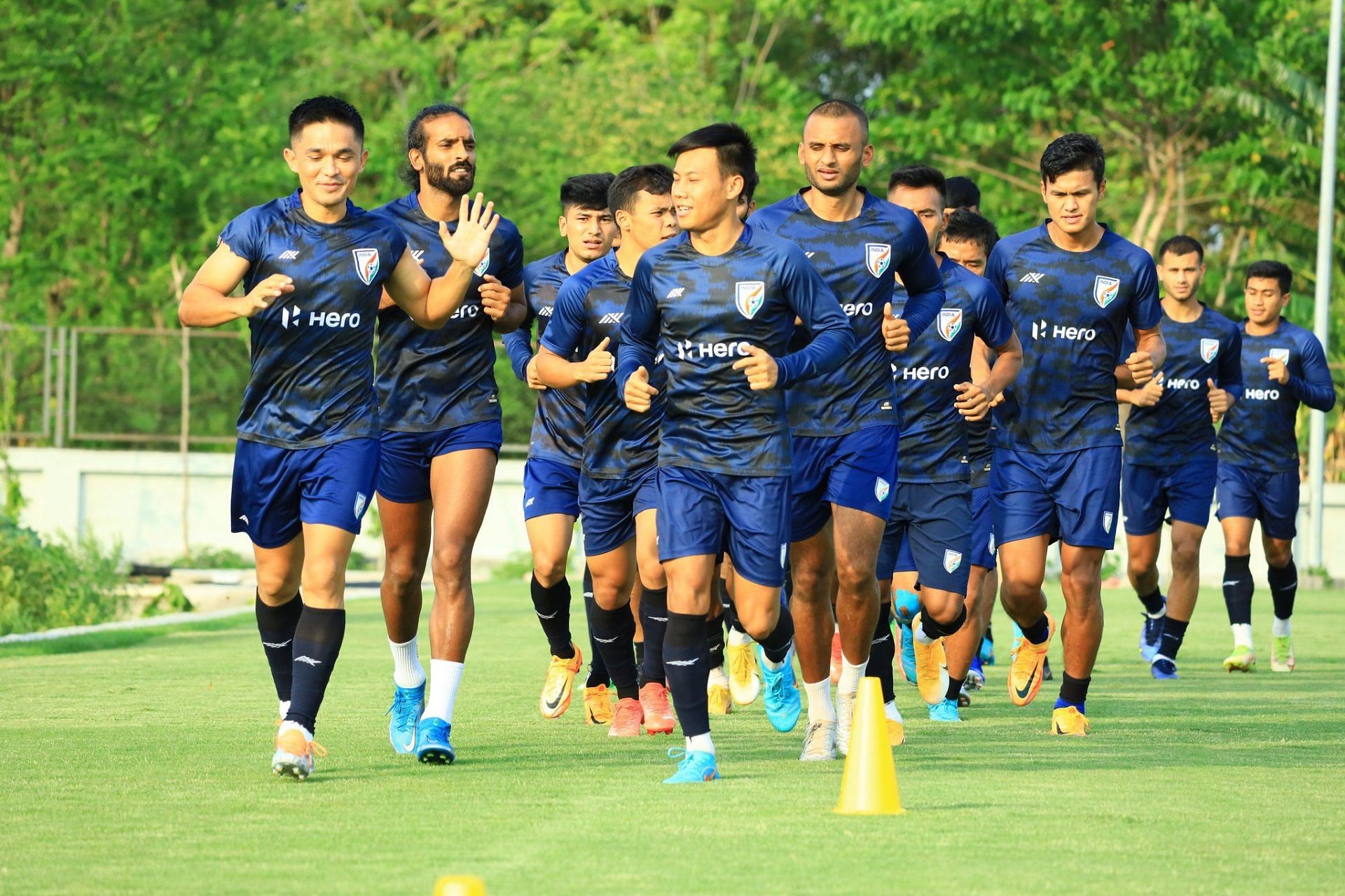 Indian football team preparing ahead of the match. (Image Courtesy: Twitter/IndianFootball)