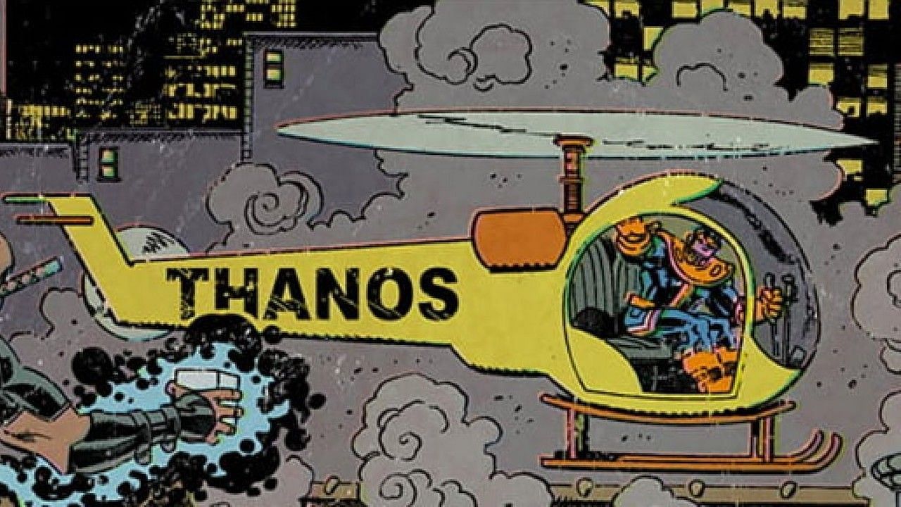 Thanos flying his helicopter (Image via Marvel Comics)
