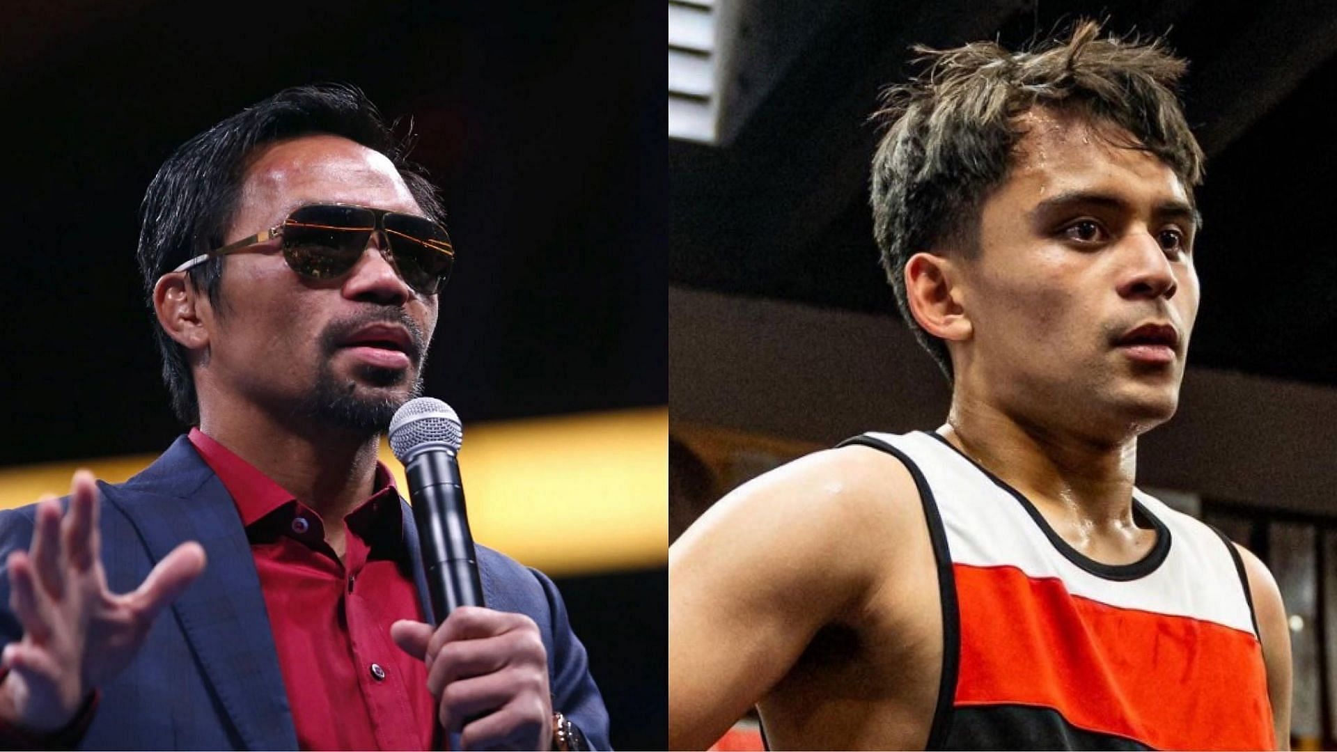 Manny Pacquiao (left) and his son Jimuel Pacquiao.