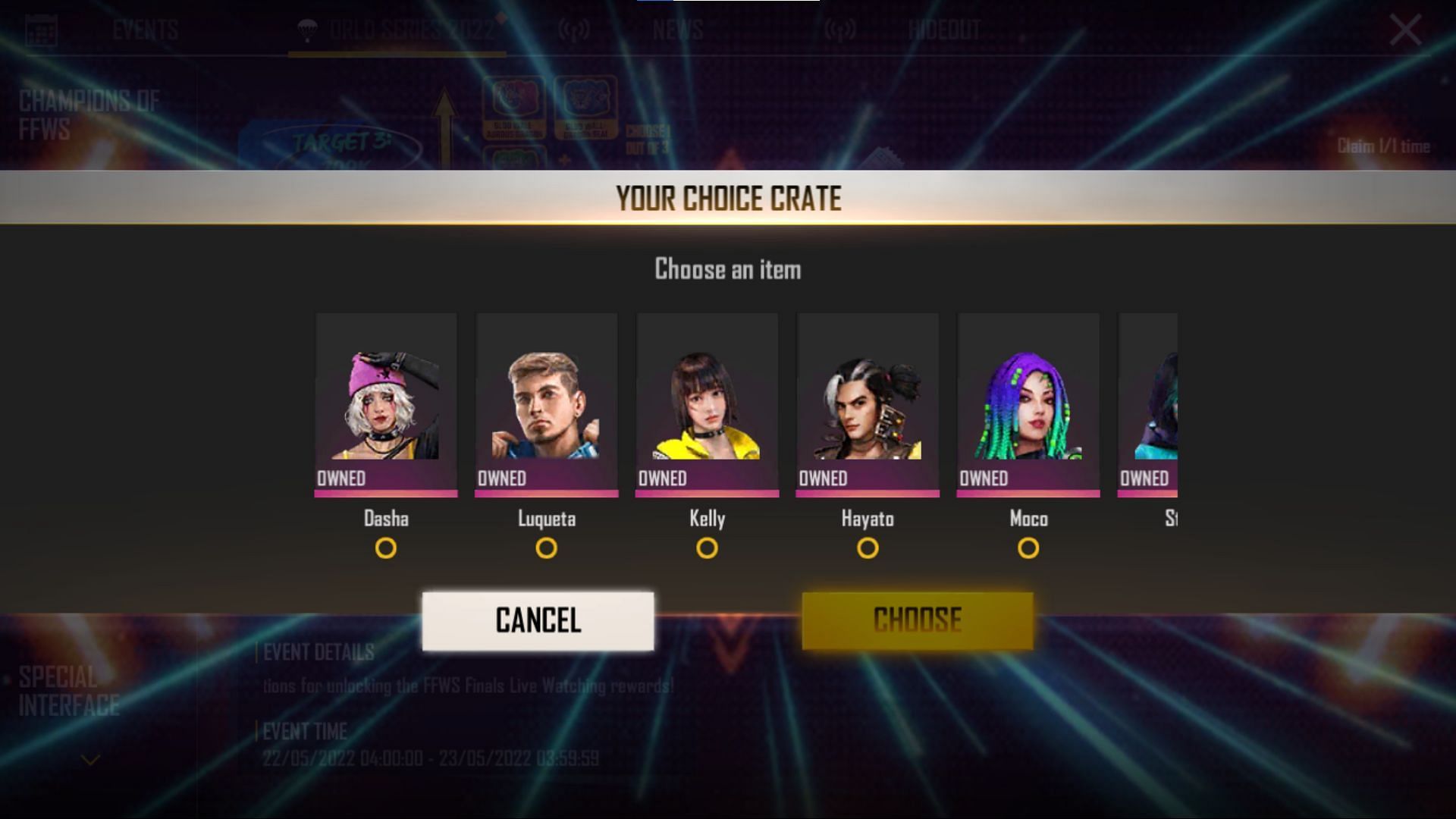 Limited options are available (Image via Garena)