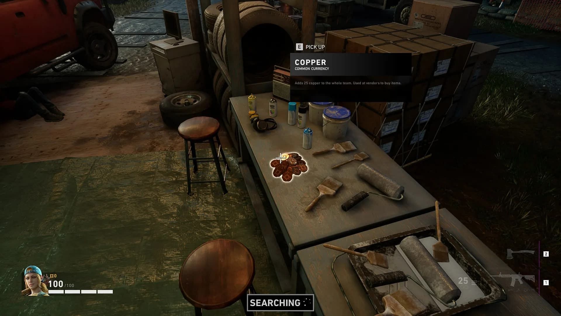 A player finds Copper on a table in Back 4 Blood (Image via Turtle Rock Studios)
