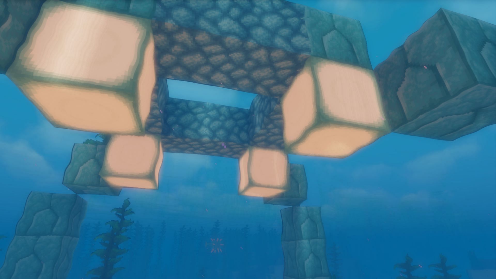 Naturally generated sea lanterns in an ocean monument (Image via Minecraft)
