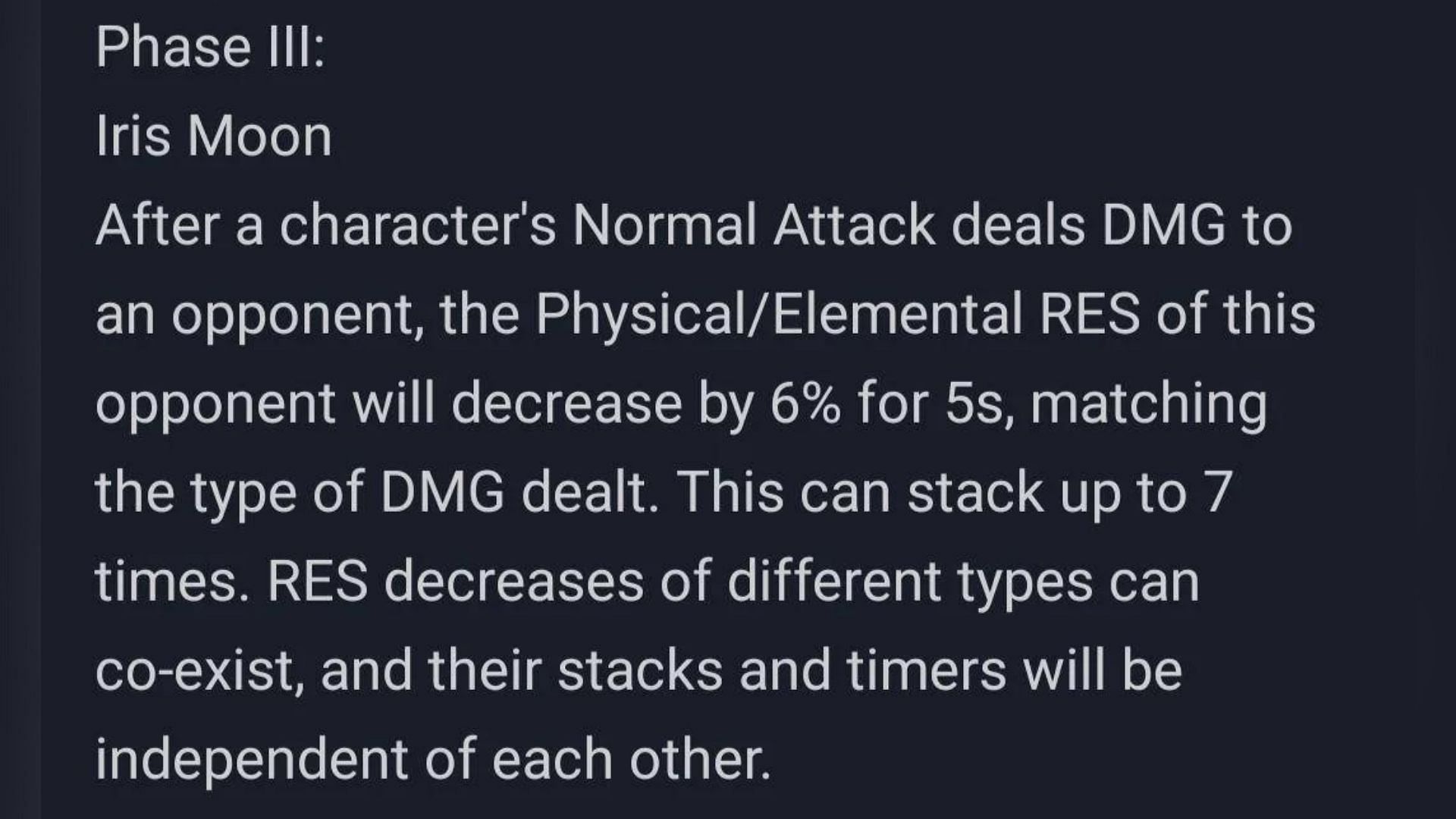 Effects of Iris Moon blessing (Image via Genshin Impact)