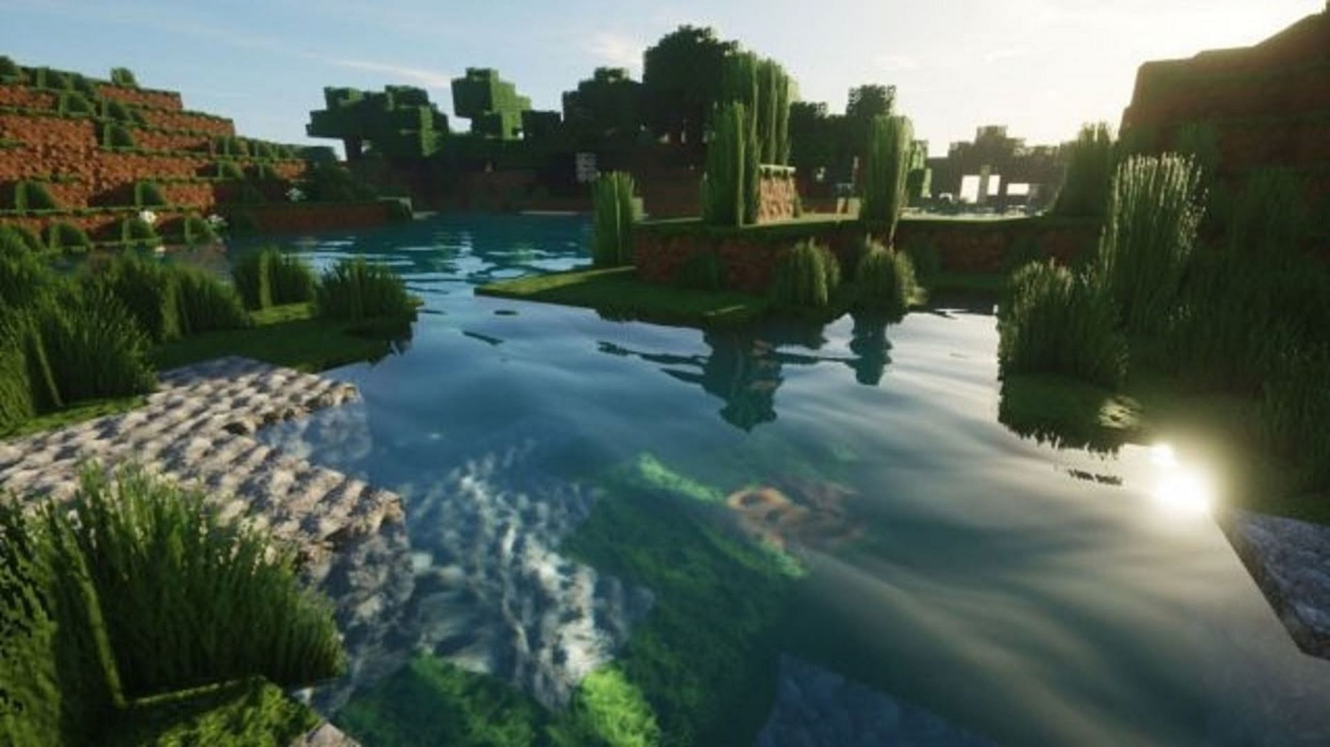 Chocapic13&#039;s Shaders provide quite kinetic water textures (Image via KnightGamerMC/Youtube)