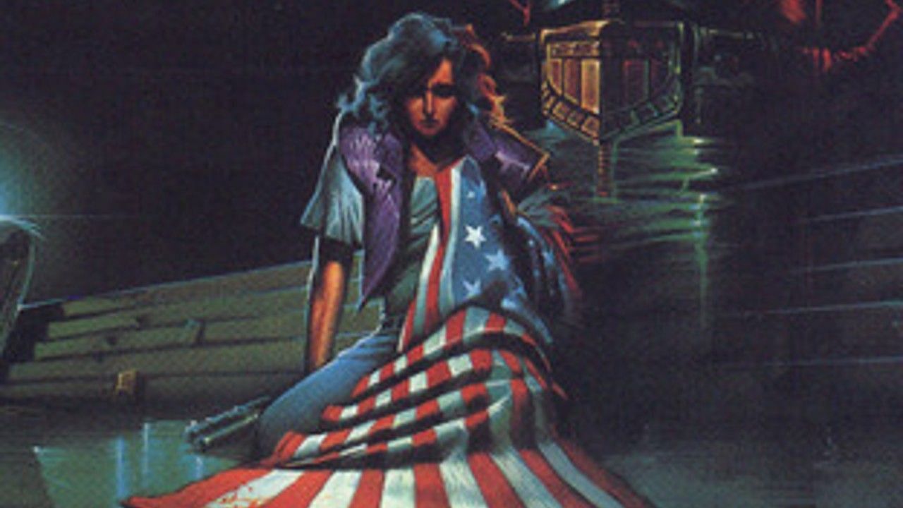 America holding the American flag (Image via 2000AD)