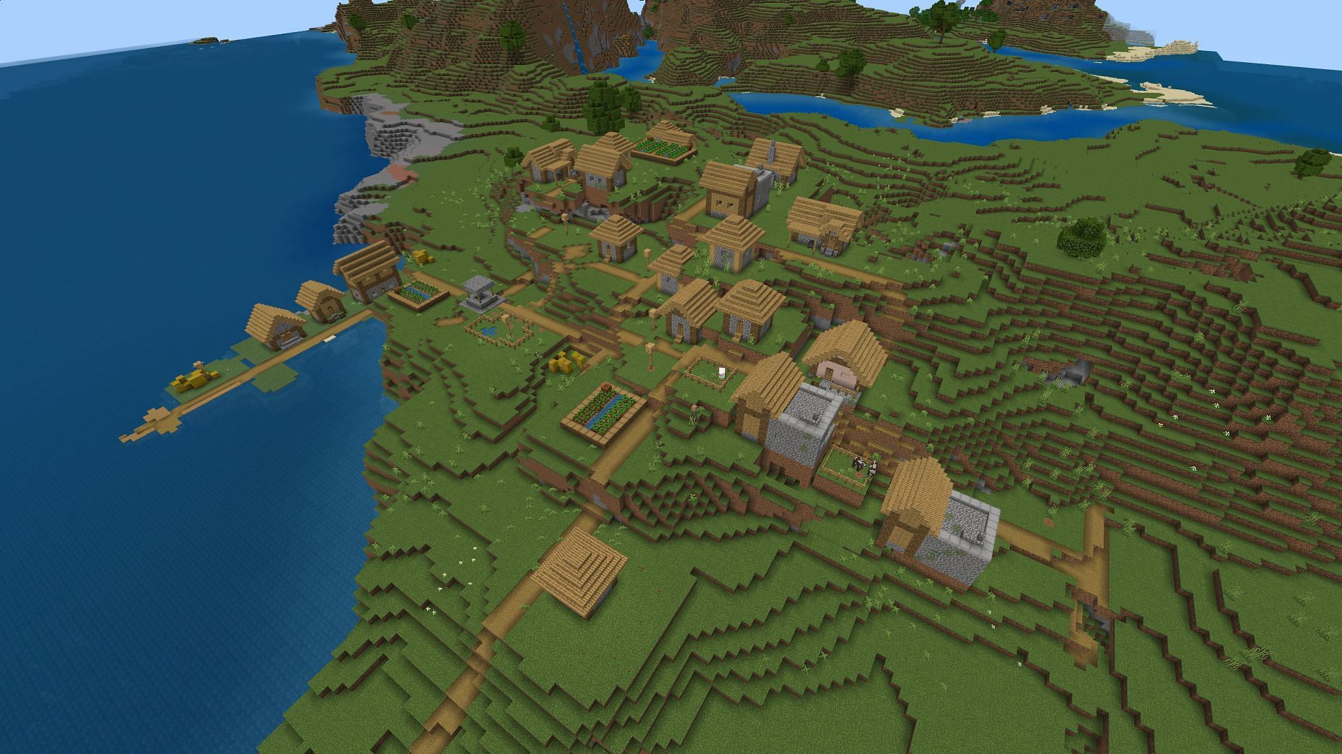 Massive triple blacksmith village (Image via Minecraft)