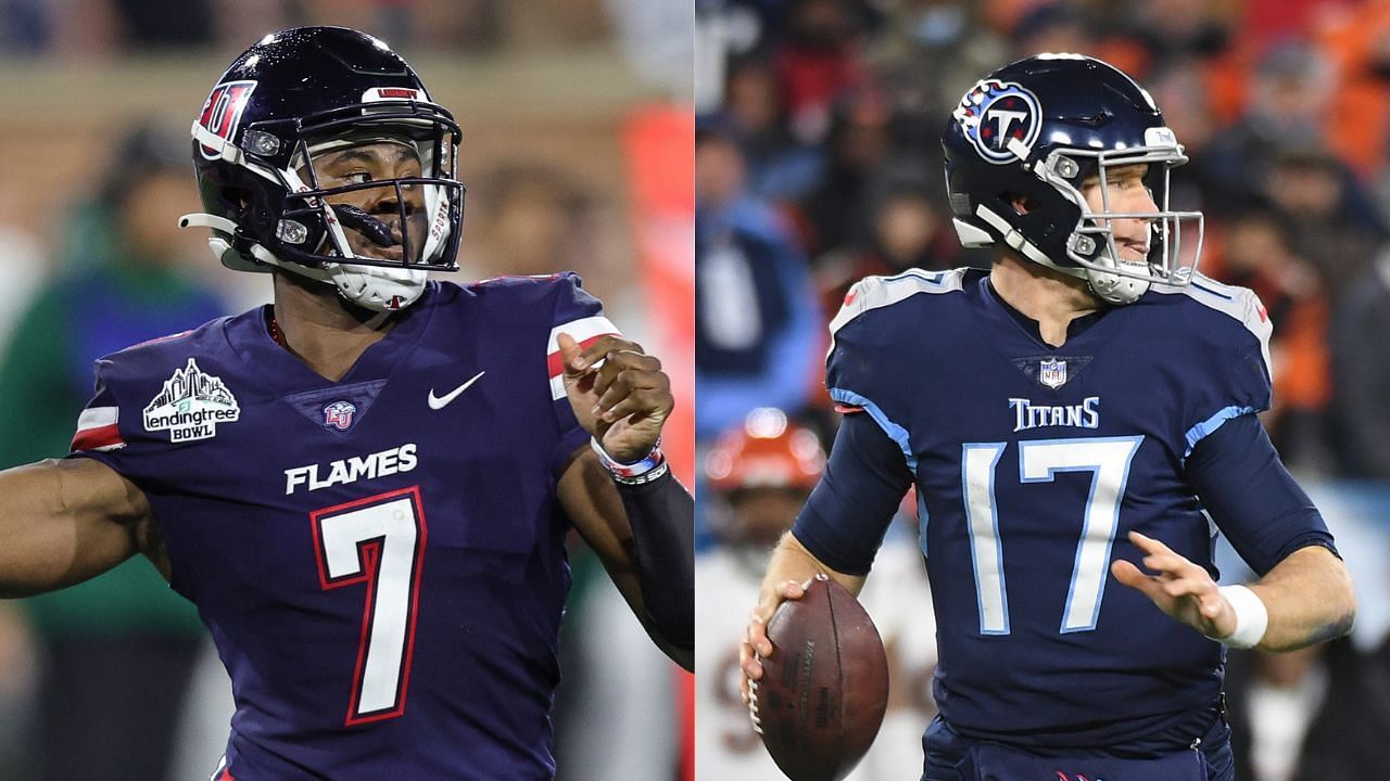 Titans QBs Mailk Willis (l) and Ryan Tannehill (r). Source: A to Z Sports