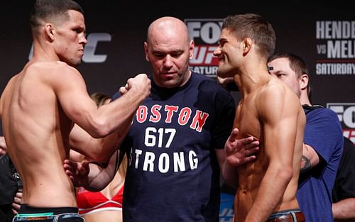 Nate Diaz (left), Dana White (center), Josh Thomson (right) [Image courtesy of MMAFighting.com]