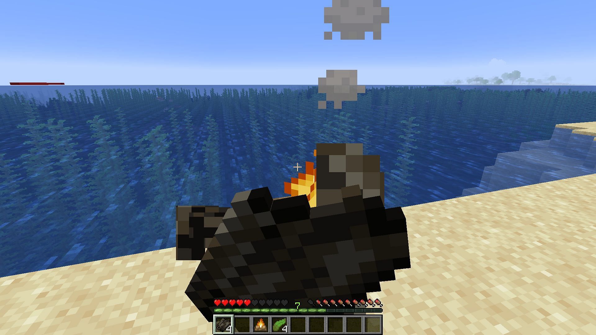 A player using dried kelp as food (Image via Minecraft)