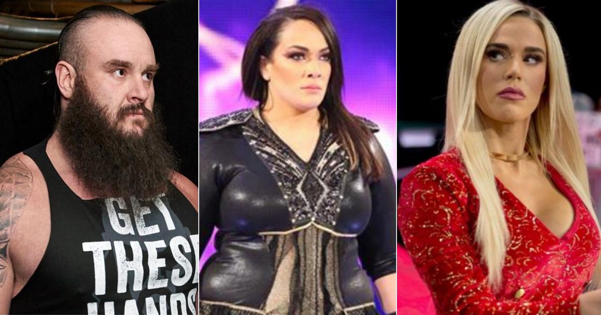 Former WWE stars Braun Strowman, Nia Jax, and Lana.