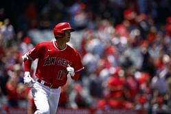 "The Shohei Ohtani home run went OVER THE FREAKING BUSHES IN CENTER FIELD!!" - Shohei Ohtani hammers a 443-foot leadoff home run against the Oakland Athletics, his ninth of the season