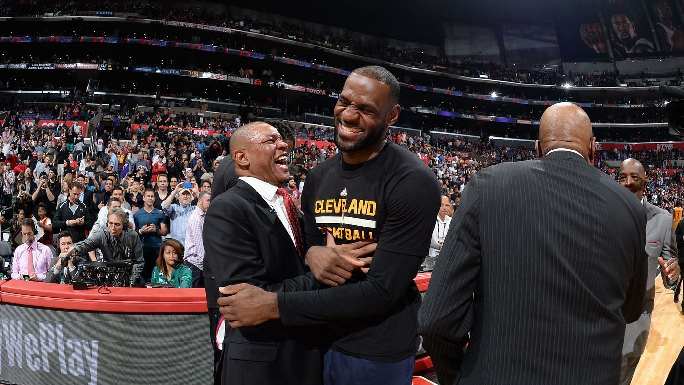Coach Doc Rivers and LeBron James in the 2016 NBA season