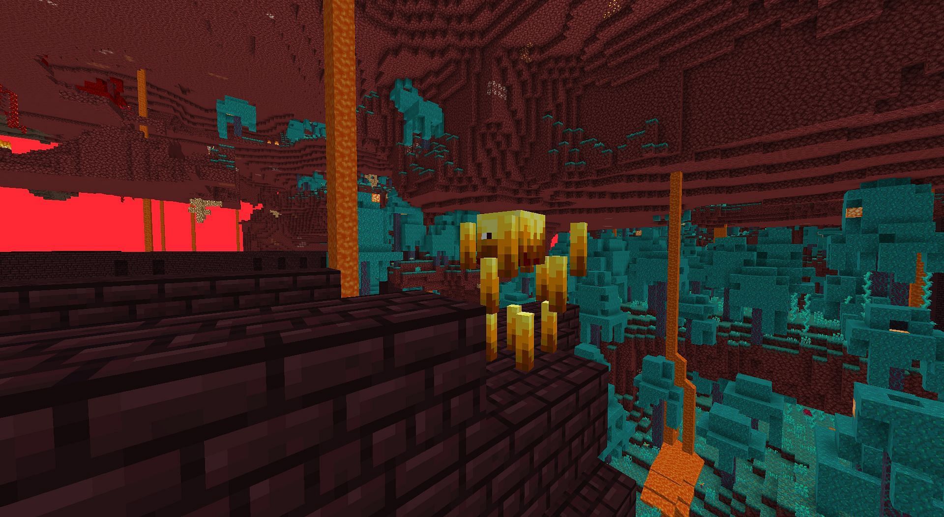 Blazes can be found around the fortress (Image via Minecraft 1.18)