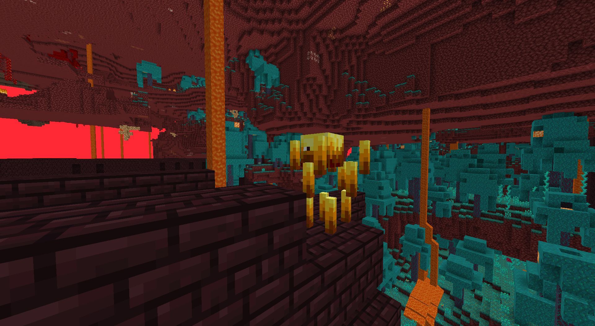 Blazes can be found around the fortress (Image via Minecraft 1.18)