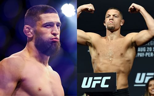 Khamzat Chimaev (left); Nate Diaz (right)