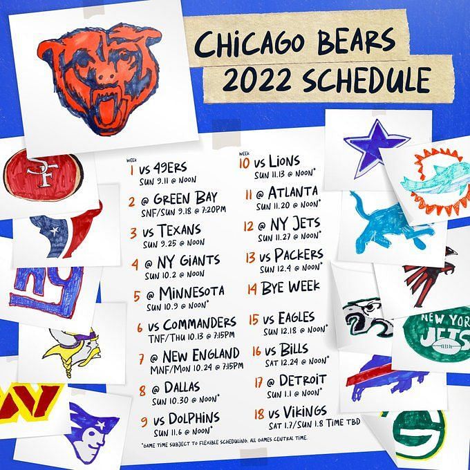 Chicago Bears Schedule 2022 Dates, times, opponents, and winloss