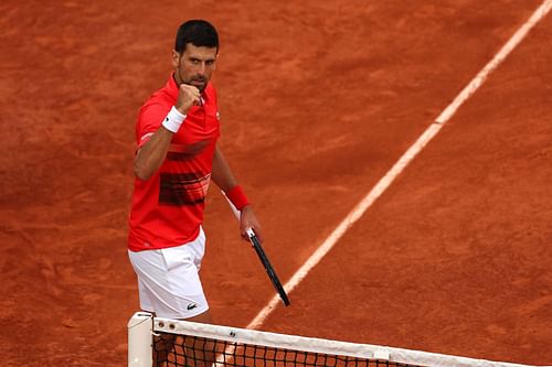 Novak Djokovic in action at the 2022 French Open