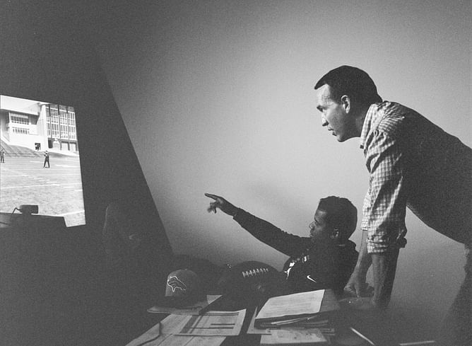WATCH: Russell Wilson and Peyton Manning spotted going over Broncos tape together