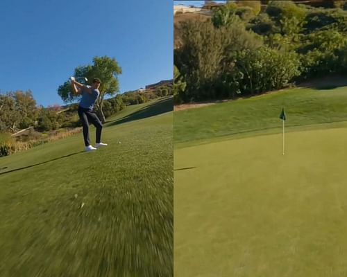 Tom Brady hits a hole in one - Credit: @Tom Brady on Twitter.