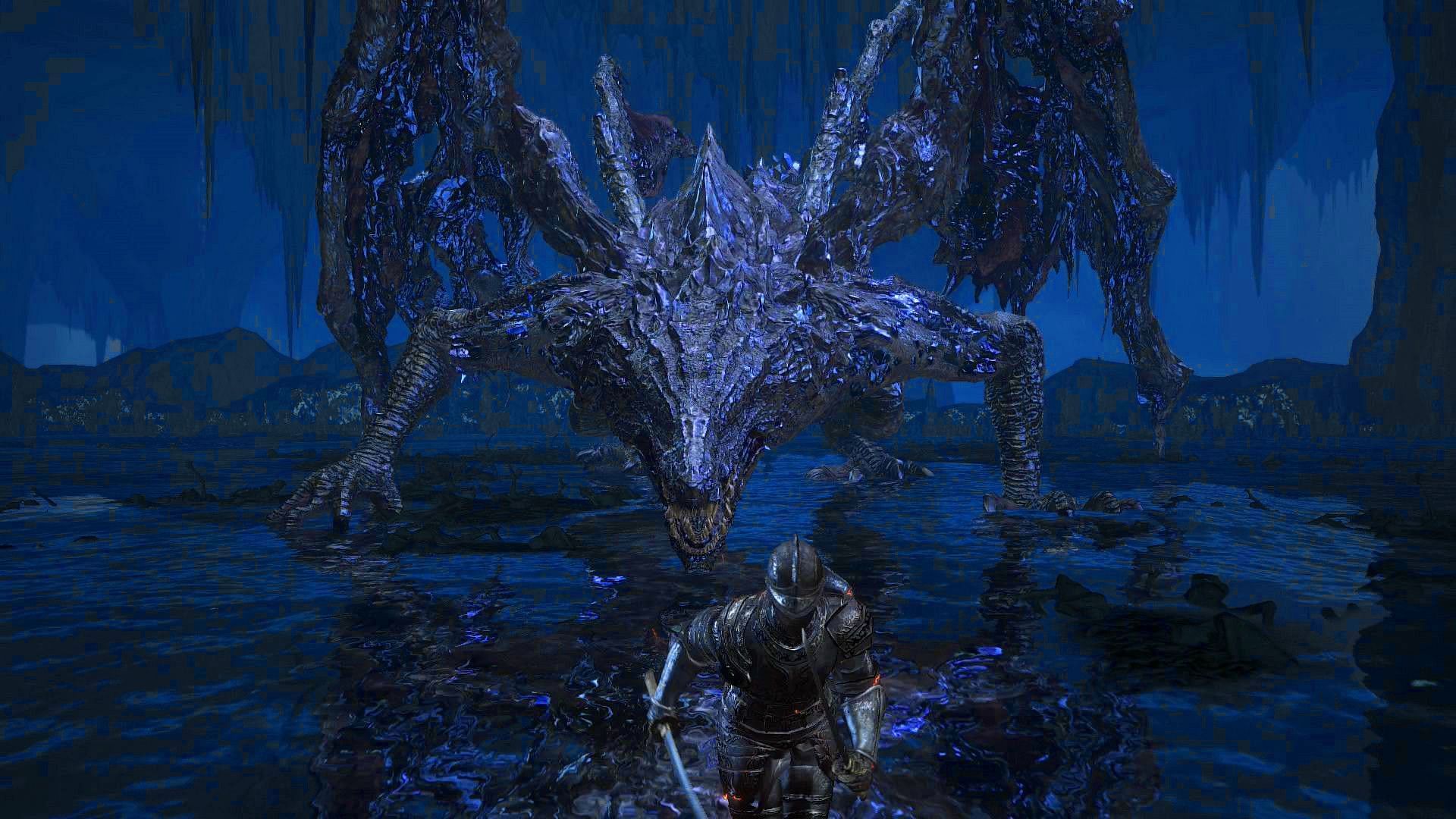 Fighting the Dark Souls II boss, the Giant Lord (FromSoftware