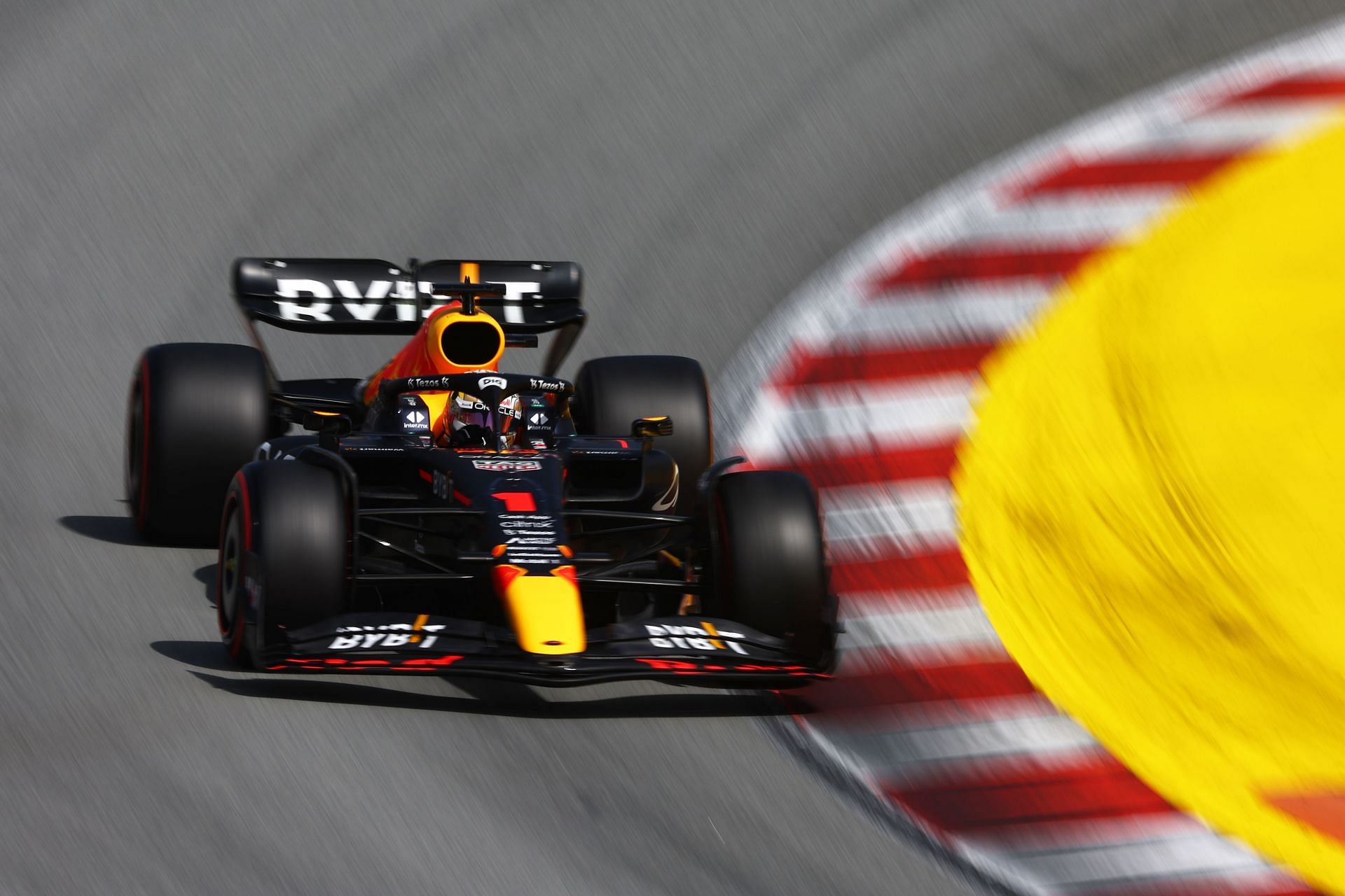 Max Verstappen in action during qualifying for the 2022 F1 Spanish GP. (Photo by Lars Baron/Getty Images)