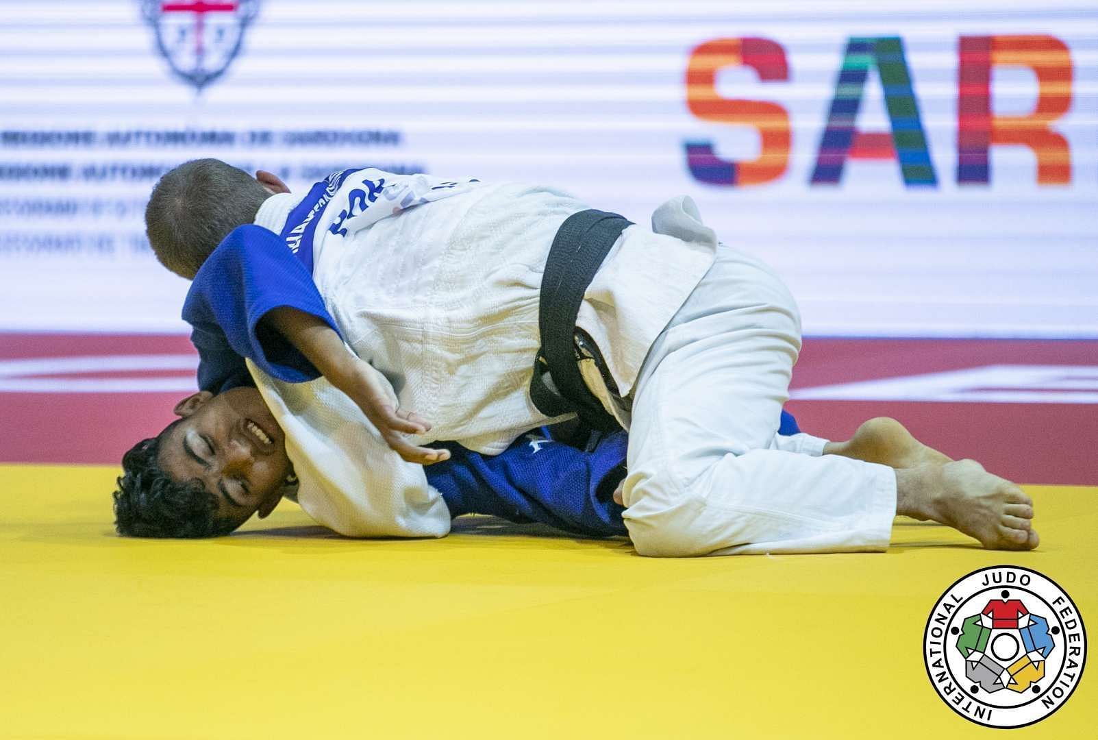 First-round bout of Jatin at the Italian Junior World Judo Championships in 2021. (File picture. Credits IJF)