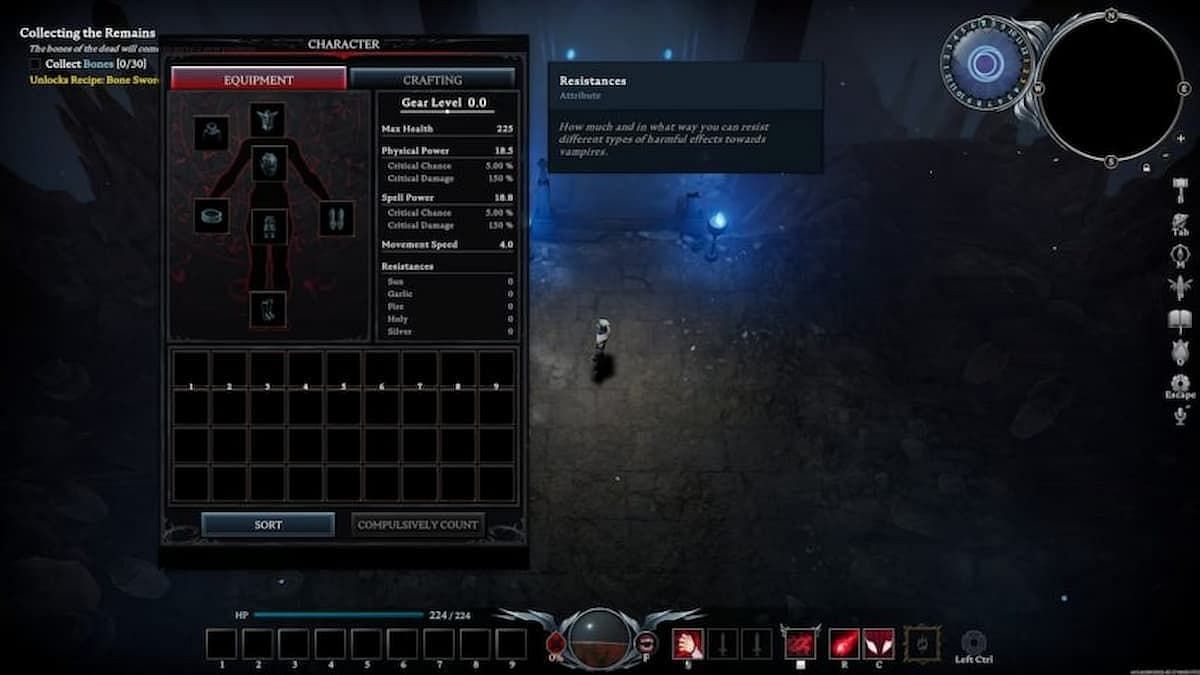 Players can view their blood type&#039;s benefits on the character screen (Image via Stunlock Studios)