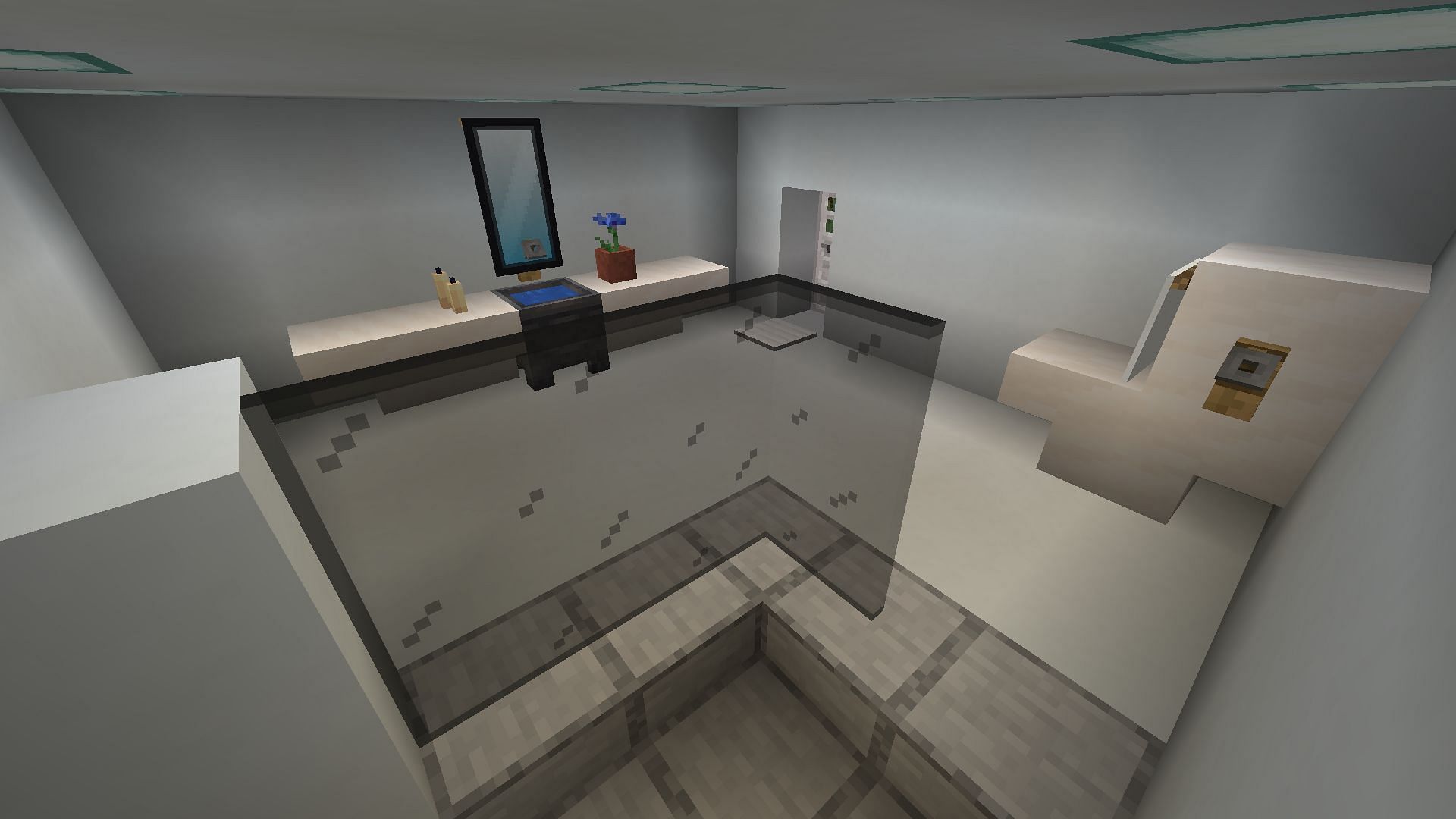 An example of a modern bathroom build (Image via Minecraft)