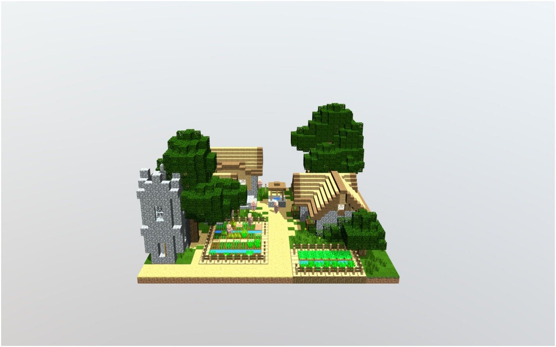A village in Minecraft (Image via Sketchfab/FIELDFLY3R)