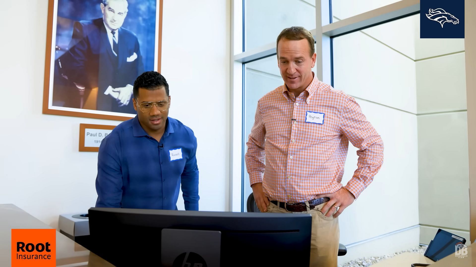 Peyton Manning and Russell Wilson have been going over tape (Image credit - Denver Broncos Youtube)