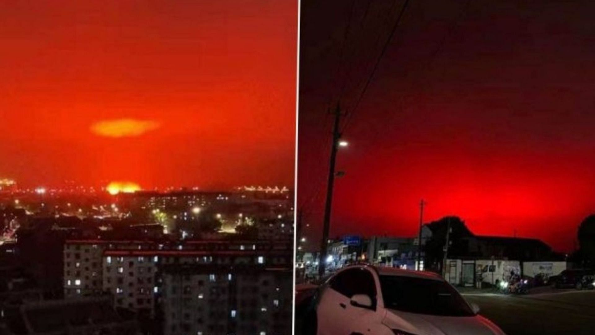 Blood red sky in China&#039;s Zhoushan( Image via Twitter)