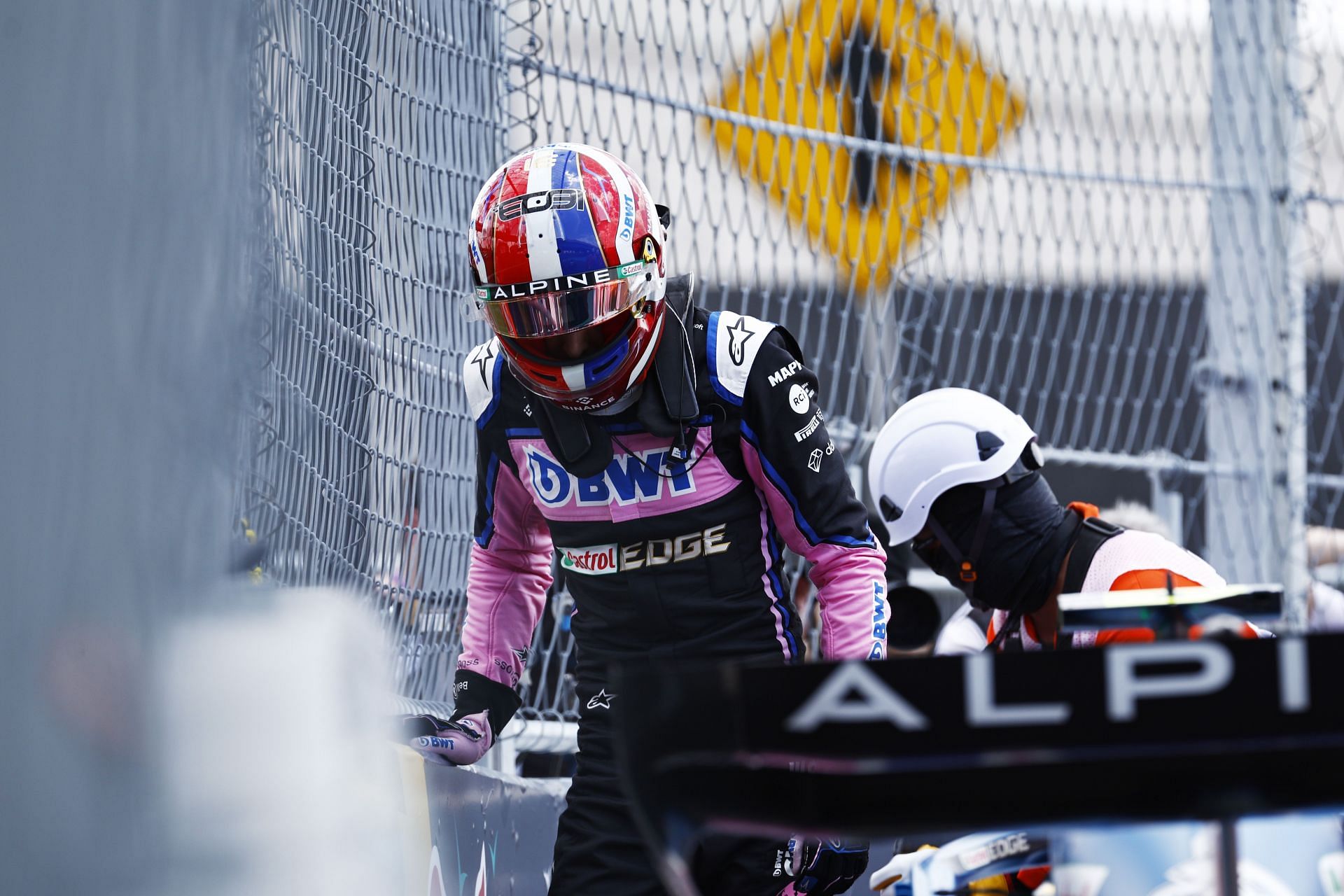 F1 Grand Prix of Miami - Final Practice - Esteban Ocon gets out of his vehicle.