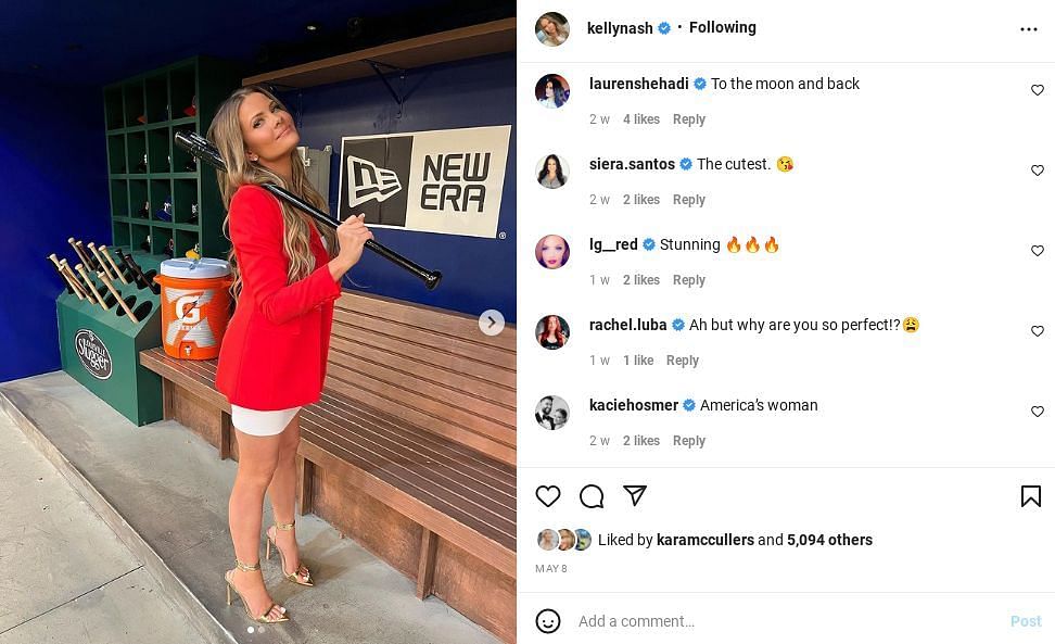 Trevor Bauer&#039;s agent, Racheal Luba comments on Kelly Nash&#039;s photo.