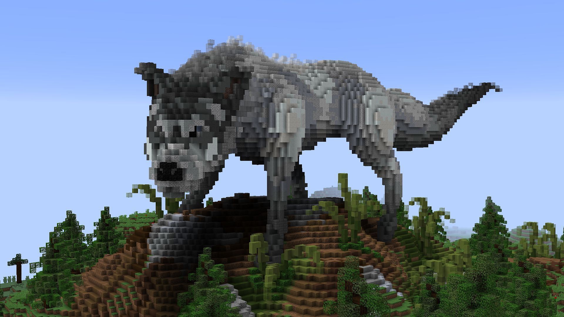 A wolf statue found on the Hypixel server (Image via hypixel.net)