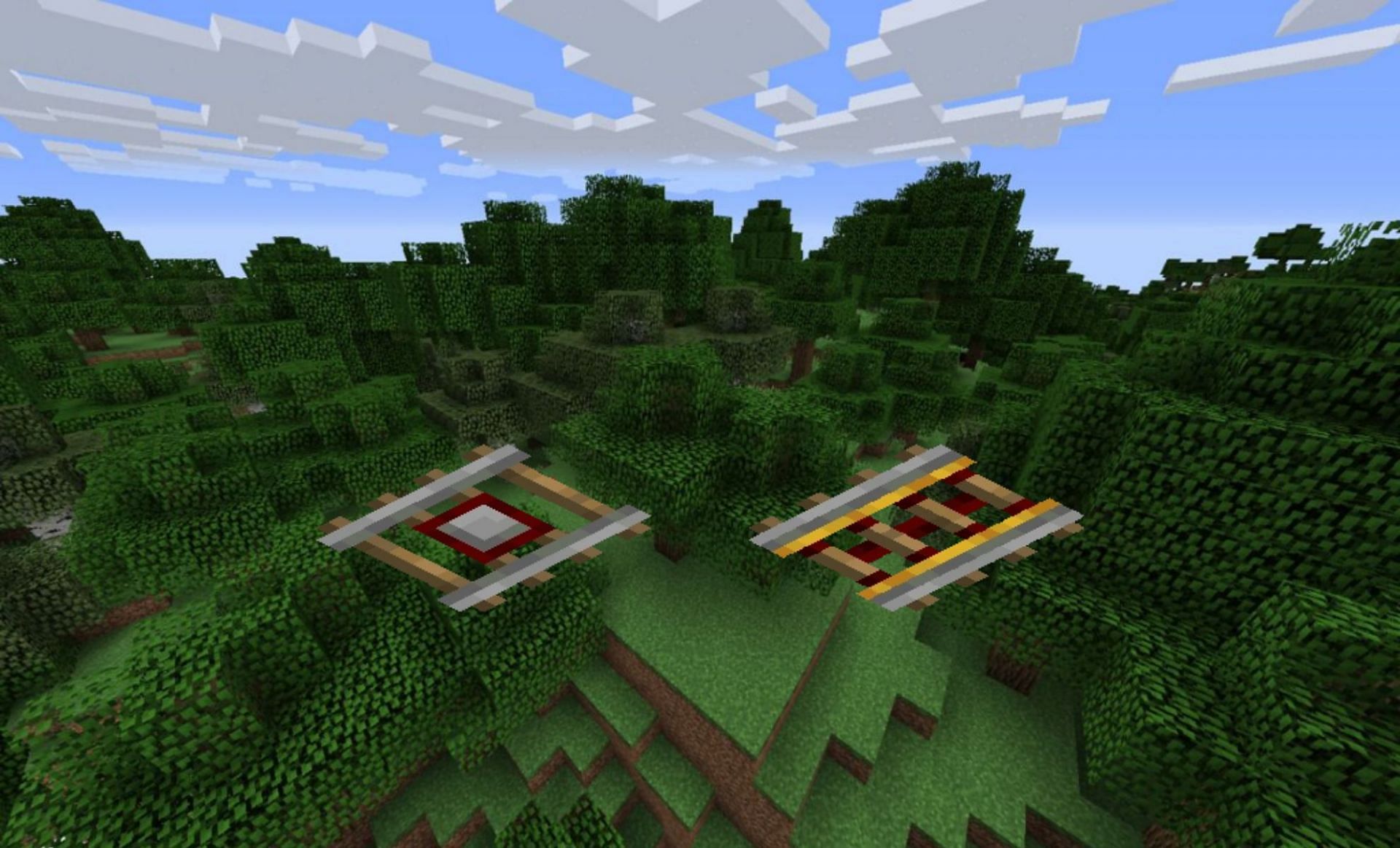 Powered and detector rails (Image via Minecraft Wiki)