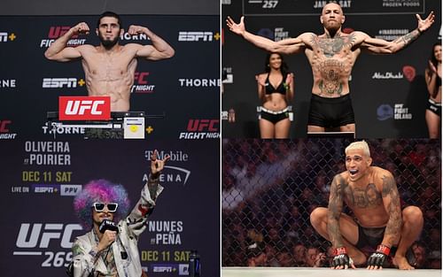 Islam Makhachev (Top Left), Conor McGregor (Top Right), Sean O'Malley (Bottom Left), Charles Oliveira (Bottom Right) (Images courtesy of Getty)