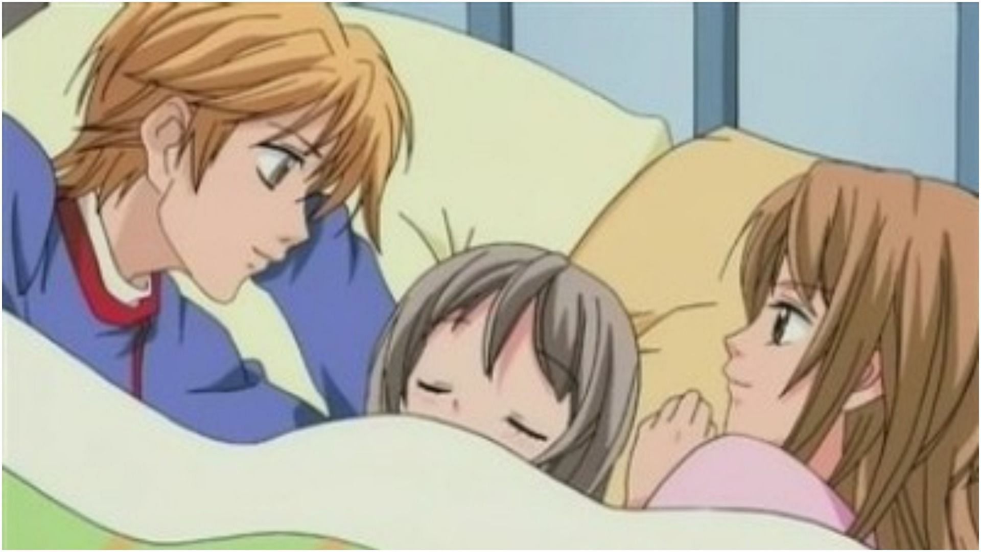 Kippei, Yuzuyu, and Kokoro as seen in the anime Aishiteruze Baby (Image via TMS Entertainment)