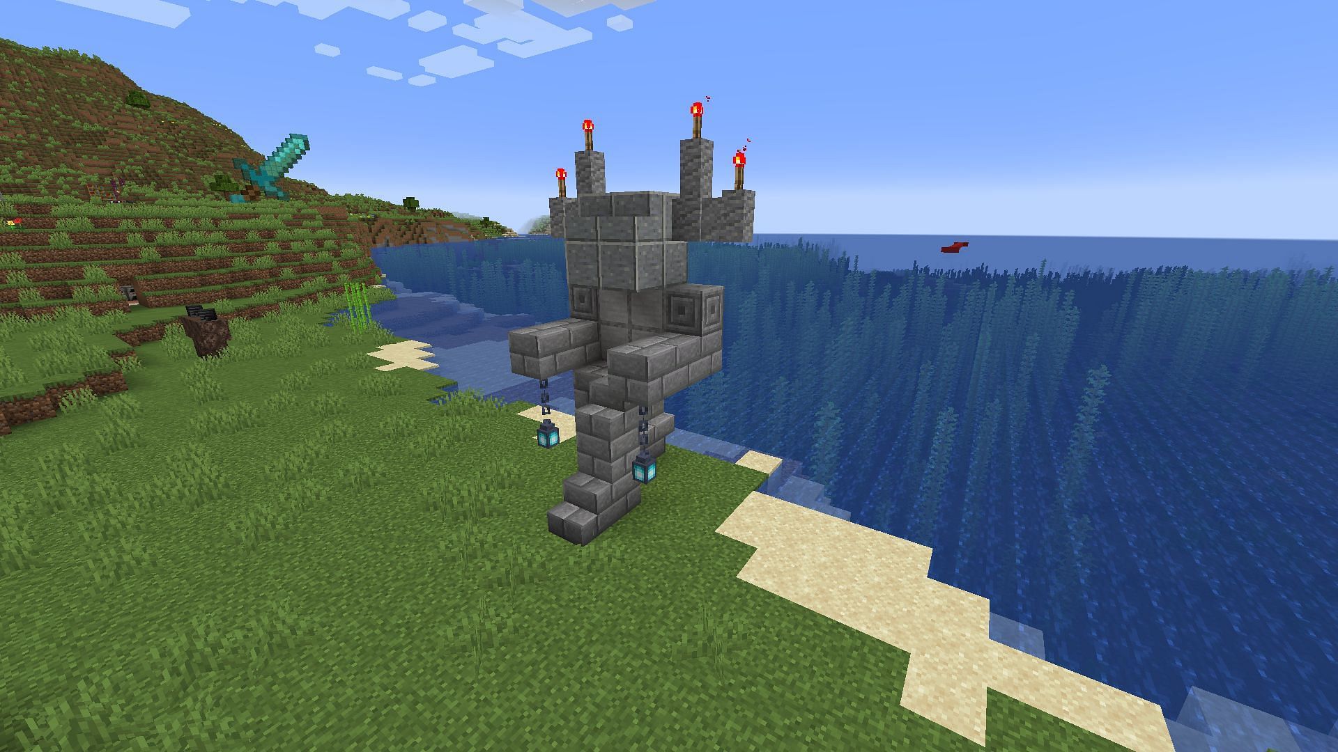 An example of a simple stone statue (Image via Minecraft)