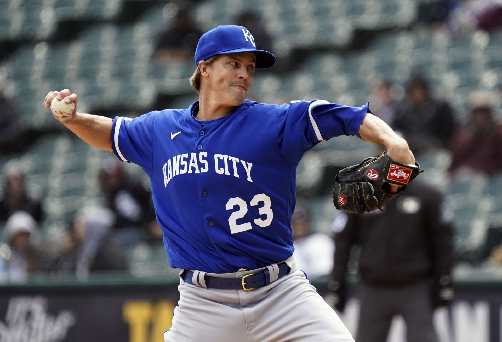 Zack Greinke pitches during a Kansas City Royals v Chicago White Sox game earlier this season.