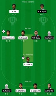 Dream11 Team for Masters Cricket Club vs AGORC - KCA Club Championship 2022 Qualifier 2.