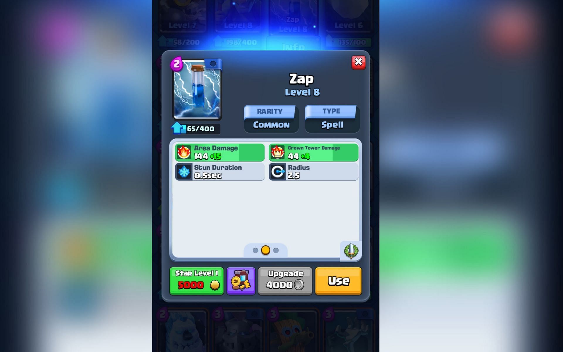 Zap card in Clash Royale (Image via Sportskeeda)