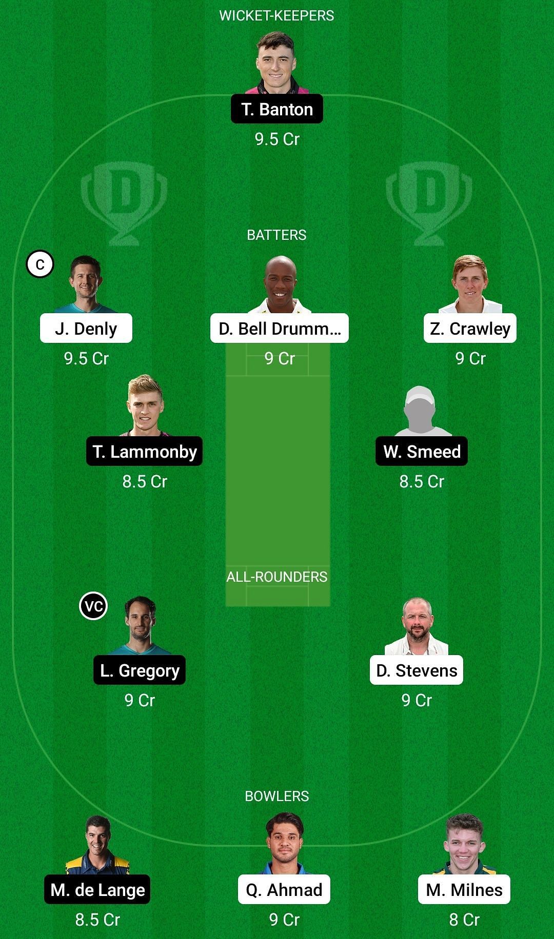 Dream11 Team for Kent vs Somerset - T20 Blast 2022.