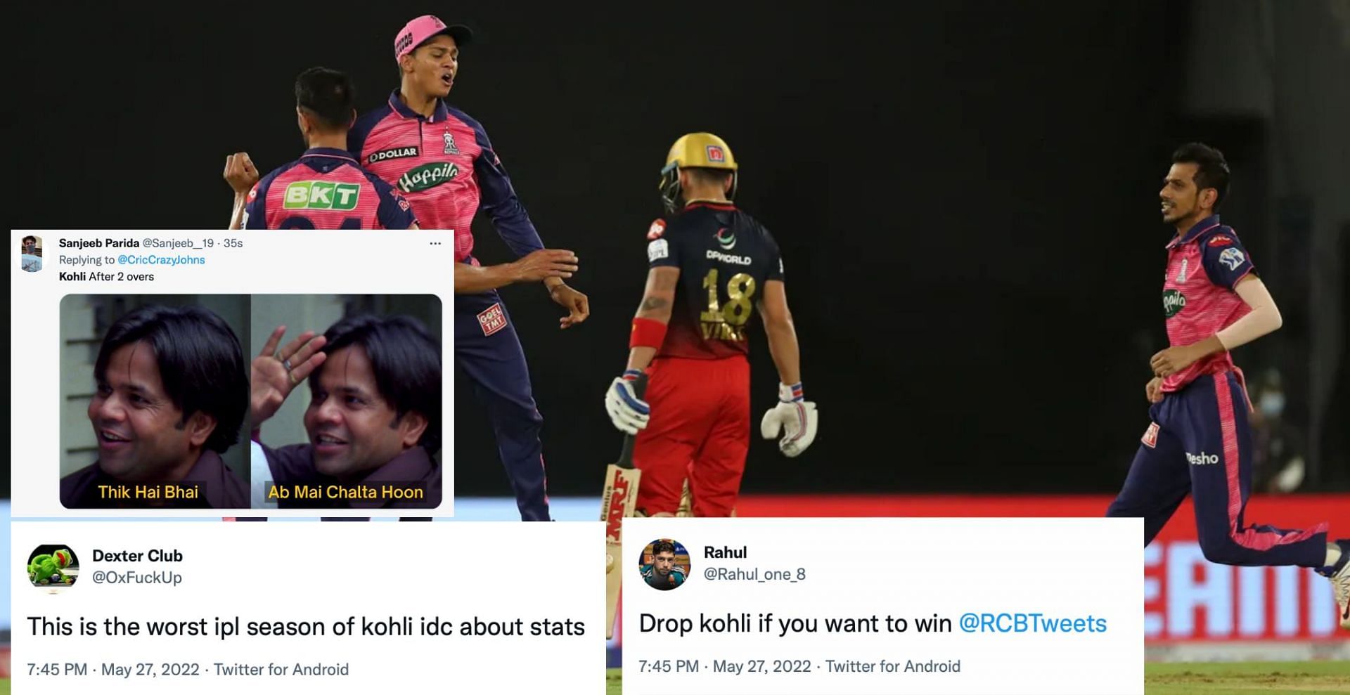 Virat Kohli got out cheaply in Qualifier 2 vs RR (Credit: Twitter)